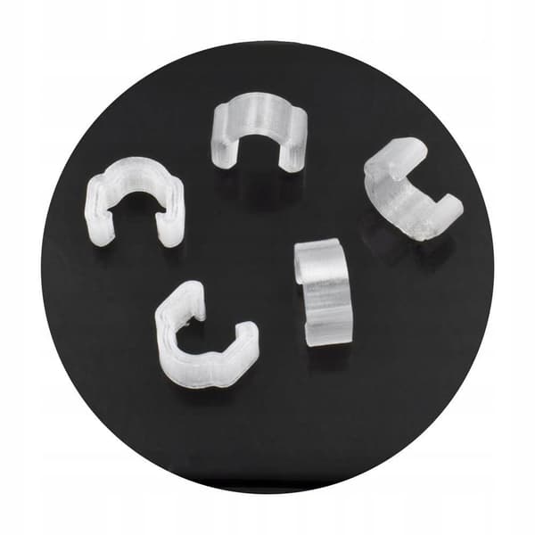 Grommet, klips til montering af bremsehus/slange på stellet, 3D, transparent, 5 stk.