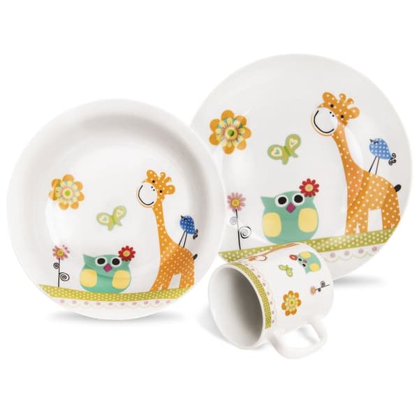 Giraffe porcelæn morgenmadssæt til børn 3 dele