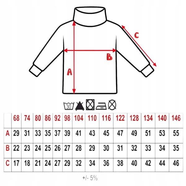 Varm børne-T-SHIRT MED PULLT HALS 116