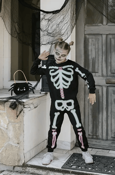 Luuranko Halloween-asu 116-128cm