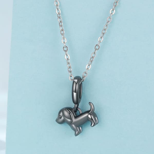 Sølv charm sort DACHSHUND vedhæng perler sølv 925
