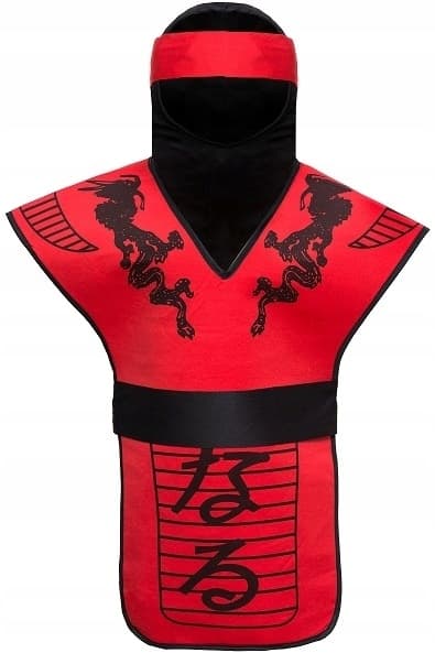 Röd ninja krigarförkläd samurai karnevalskostym