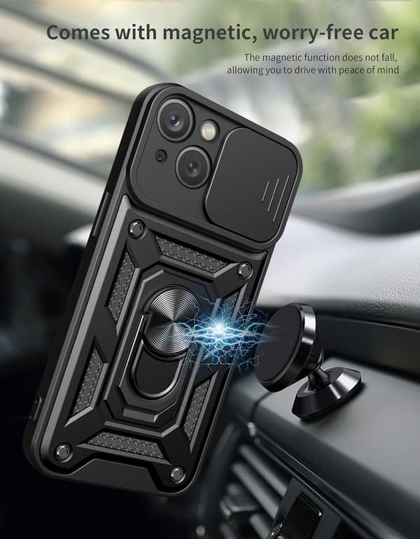 ETUI TIL APPLE IPHONE 14 PLUS SORT FORSTÆRKET MED STATIV A2886