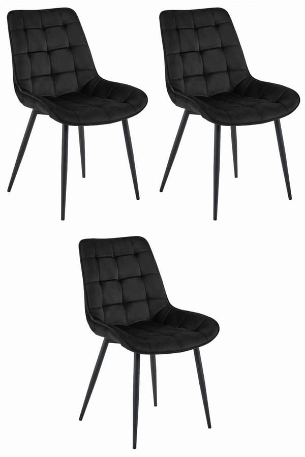 BERA stol - svart sammet / svarta ben x 3