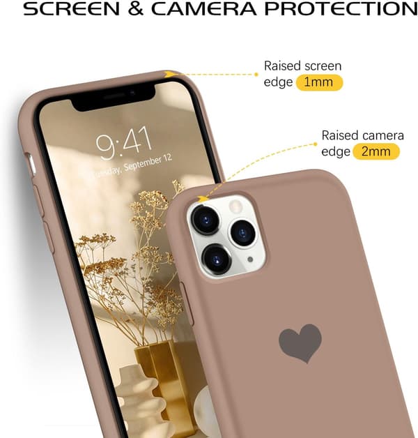 Apple iPhone 11 Pro Max -kotelo, ruskea silikonitausta