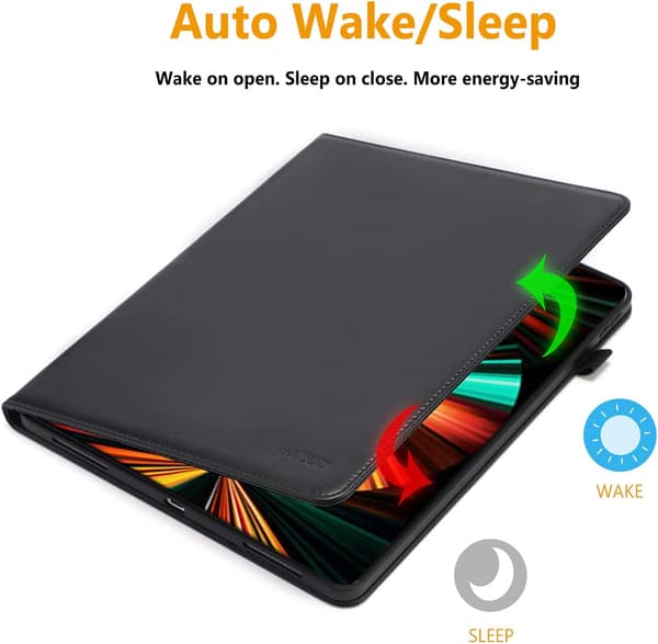TABLETTASKE TIL APPLE IPAD PRO 11" 3/2/1 AIR 4/5. generation 10,9" SORT PU-LÆDER