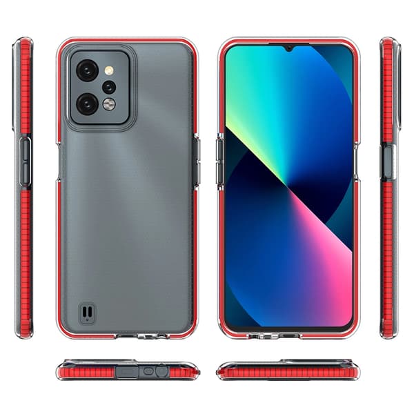 Spring Cover til Realme C31 med silikone og ramme, lyseblå