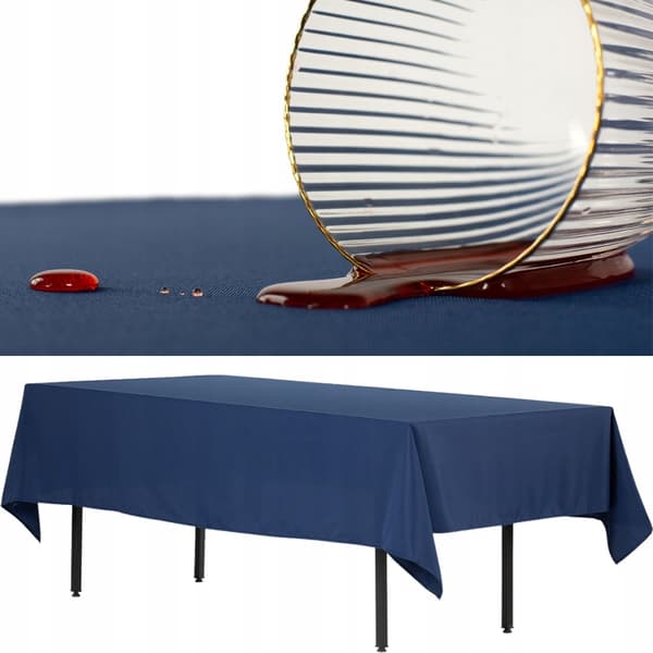 Pletafvisende rektangulær dug, tyk polyester, 280x170 cm, marineblå