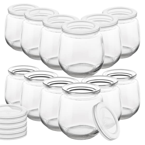 Krukke til yoghurt og desserter med låg 130 ml 12 stk.