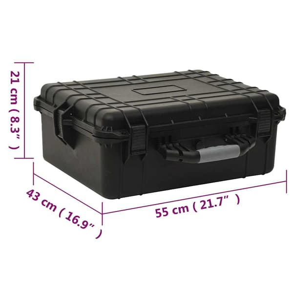 vidaXL Flightcase, svart, 55x43x21 cm, PP