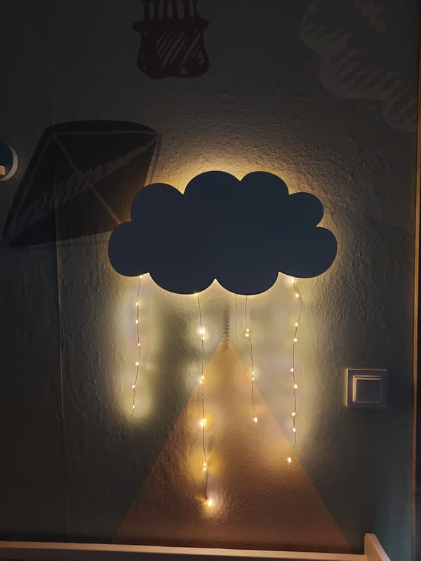 LED-molnnattlampa med ljusdroppar