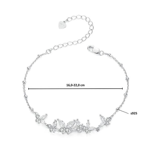 Silverarmband med kristallfjärilar, 925 silver