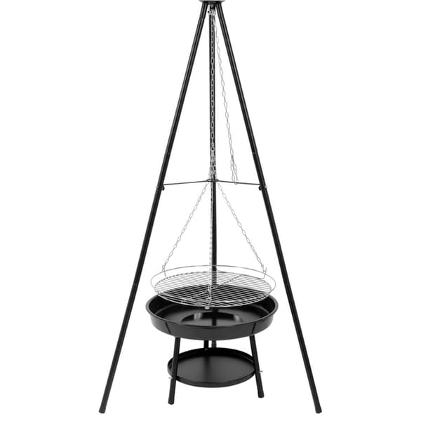 Hängande grill på stativ med eldstad, galler 46 cm