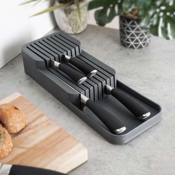 Knivorganizer til skuffe grå 39x14,5x7,5 cm