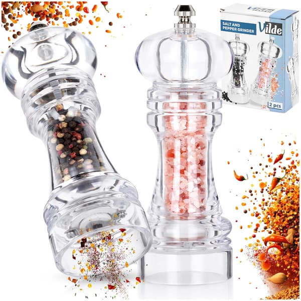 Akryl peppar- och saltkvarn 16 cm 2 st