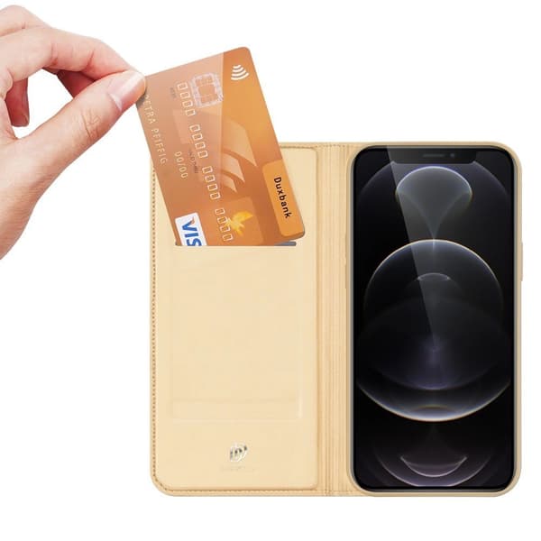 Dux Ducis Skin Pro Hölsterfodral med Flip iPhone 13 Pro Guld