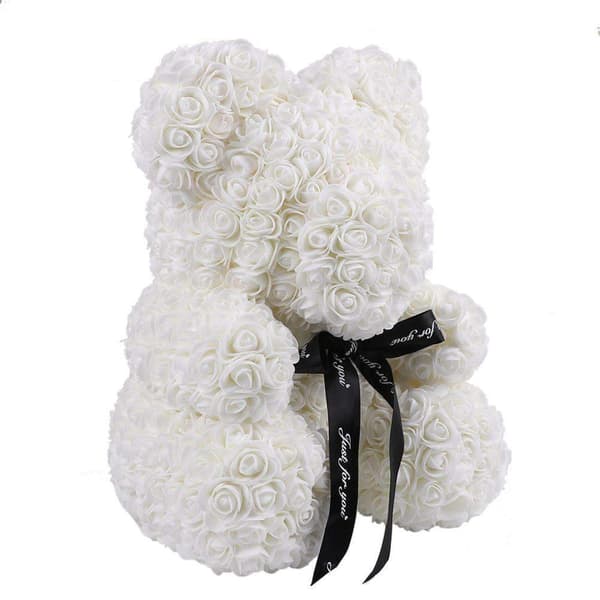 Rose bjørn 25 cm - hvid