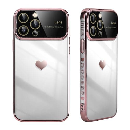 ETUI TIL APPLE IPHONE 15 PRO MAX PINK RAMME KAMERA HJERTE A3106