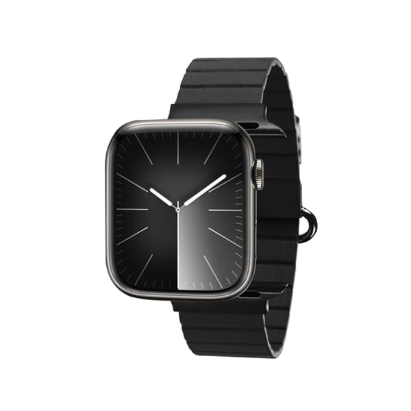 Crong Eclipse - Magnetisk Læderrem til Apple Watch 44/45/46/49 mm (Sort)