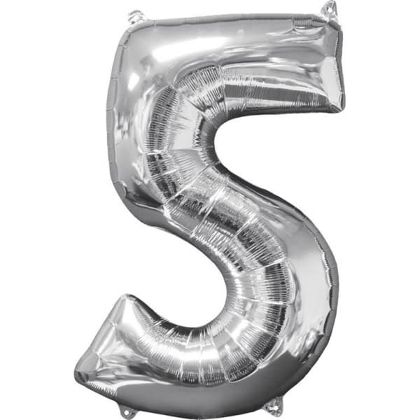 Folieballon 26 sølv nummer 5 1 stk.
