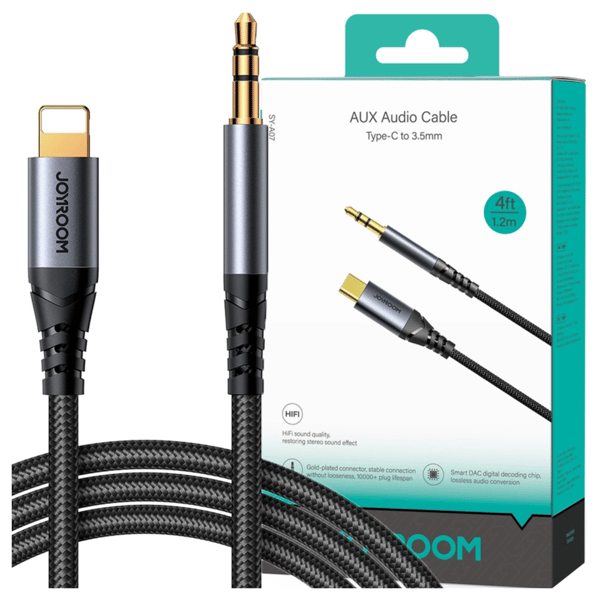 Lydkabel lightning til mini-jack 3,5 mm AUX Joyroom SY-A06, 1,2 m (sort)