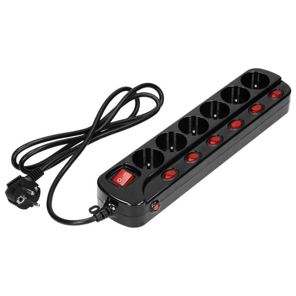 STRØDSTYKKE 'MULTISWITCH', 6X2P+Z, KABEL 3X1.0M SORT - ON-AE-13162C