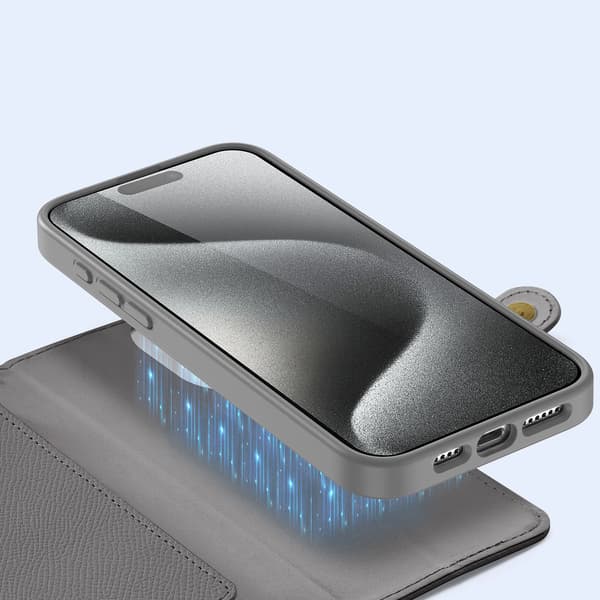 Dux Ducis Lawa Læderetui til iPhone 15 Pro Max - Grå