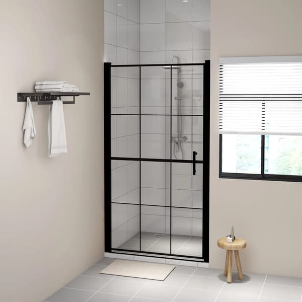 vidaXL Duschdörr, härdat glas, 100x178 cm, svart