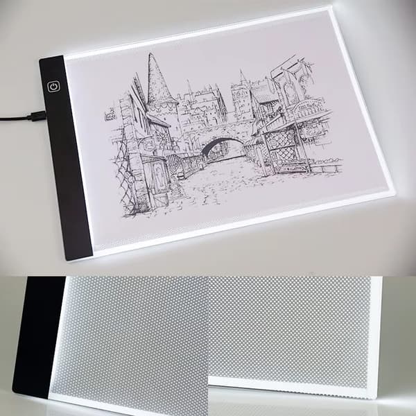 Belyst LED-ritbräda i A4-format STRADO tunn för ritning, kalkering och design