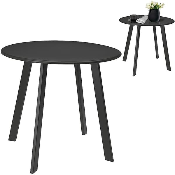 Balkongbord metall grå rund 50x45 cm