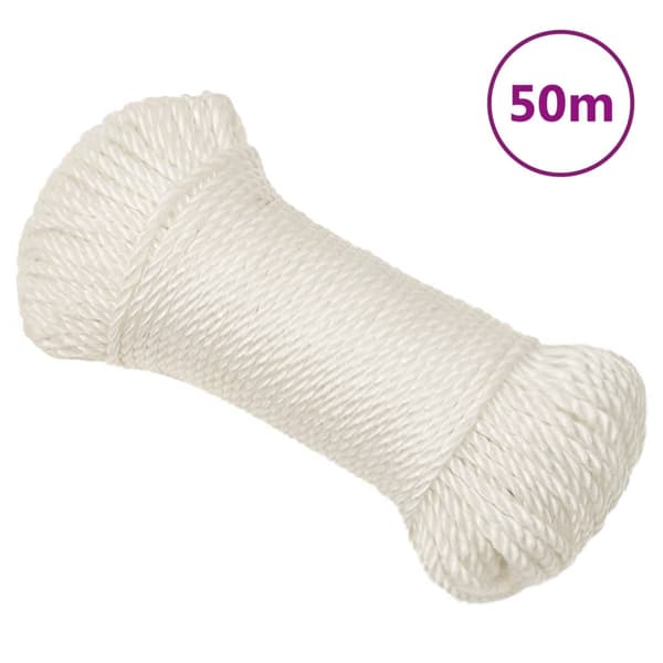 vidaXL Arbetsrep, Vitt, 3 mm, 50 m, Polypropylen