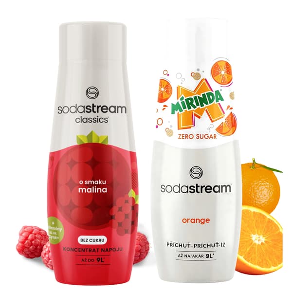 SodaStream Sirupper til Sodavandsmaskinen Raspberry Zero + Mirinda Zero Sukkerkoncentrat