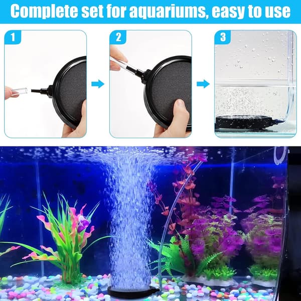 AKVARIUM LUFTSTEN 10CM SET SLANG VENTILER SUGKOPPAR KONTAKTER