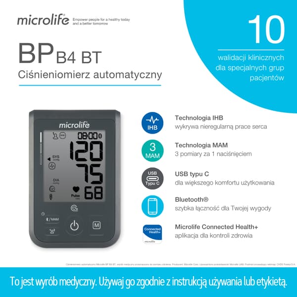 Microlife blodtryksapparat automatisk BP B4 BLUETOOTH