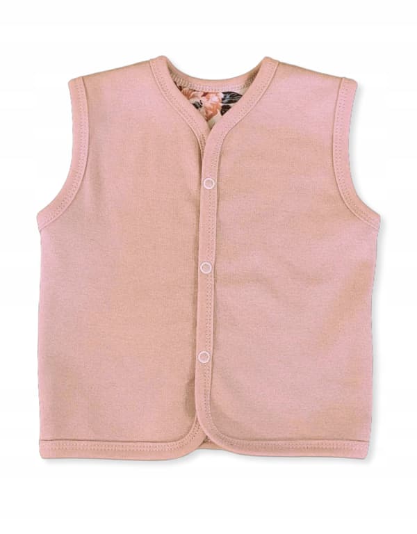 BOMULLSVÄST 80 ärmlös BODYCON för flickor PUDDERROSA