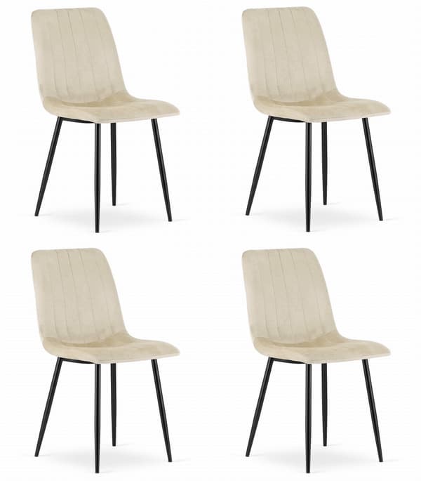 LAVA stol - lys beige fløjl x 4