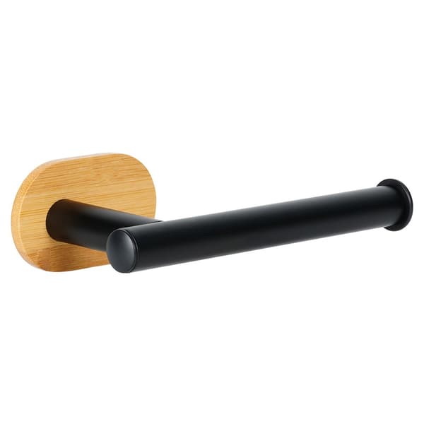 Toiletpapirholder stål bambus sort 17 cm