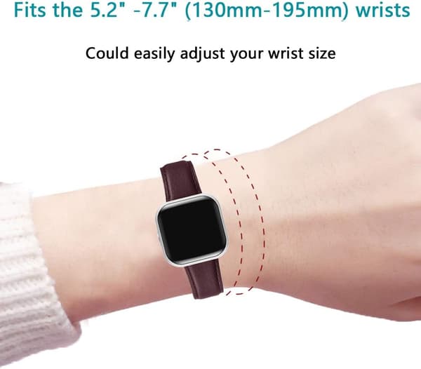 URREM TIL Fitbit Versa/Versa 2/LITE/SE RØDVIN ÆGTE LÆDER