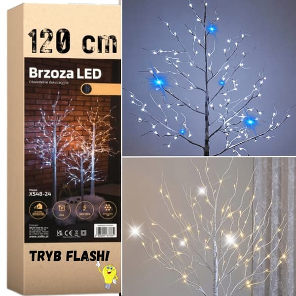 BIRCH LED TRÆBLITZ JULEPYNT 120 CM 96 LED Kold