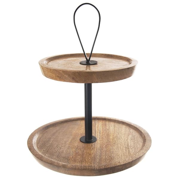 Mango puinen kaksitasoinen tarjotin 30 cm