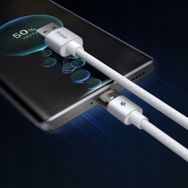 MCDODO KABEL USB-A USB-C SNABBLADDNING USB TYP C 6A 100W 1M LED VIT