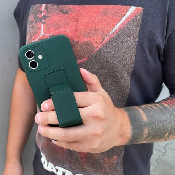 Wozinsky Kickstand Case silikonikuori jalustalla iPhone 12 Pro Max musta