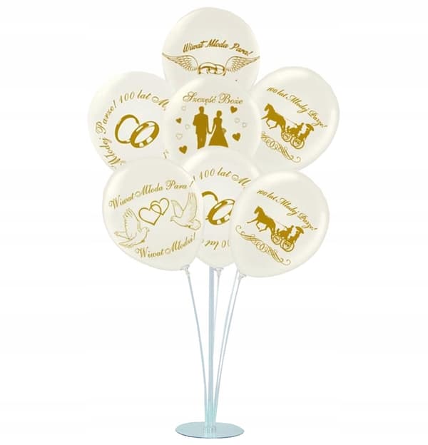Ballonholder og 7 bryllupsballoner
