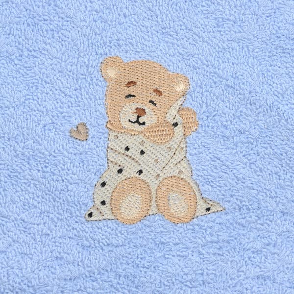 Baby badebetræk 100x100 MAXI blå bamse