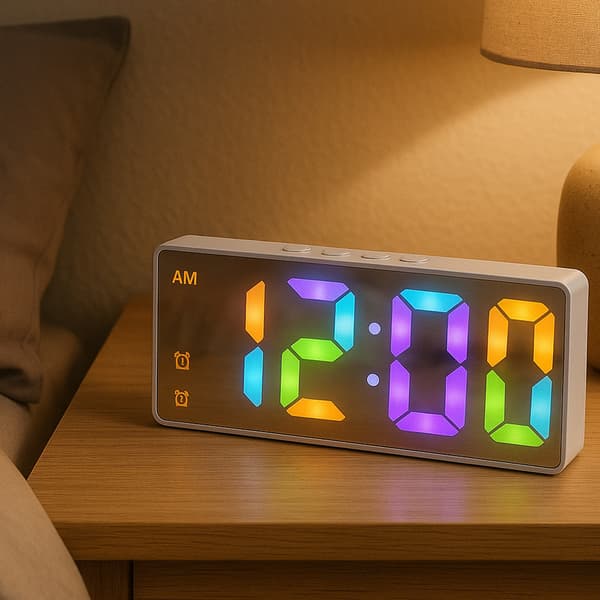 Digital RGB LED vækkeur - DAC8 - Hvid