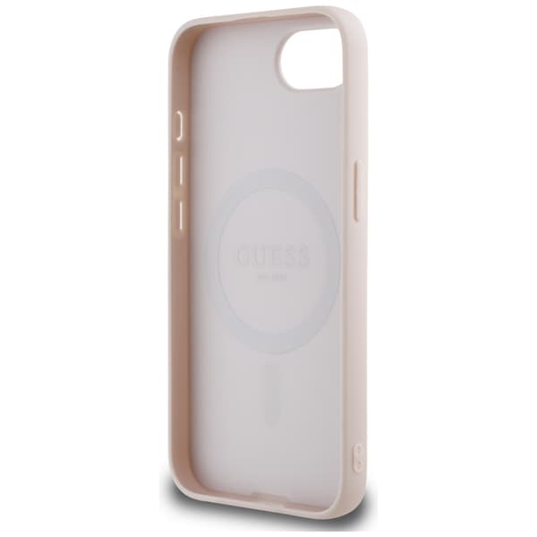 Guess Grained Ring MagSafe-etui til iPhone 16e i lyserødt