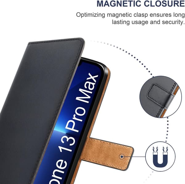 IPHONE 13 PRO MAX SVART LÄDERSKAL