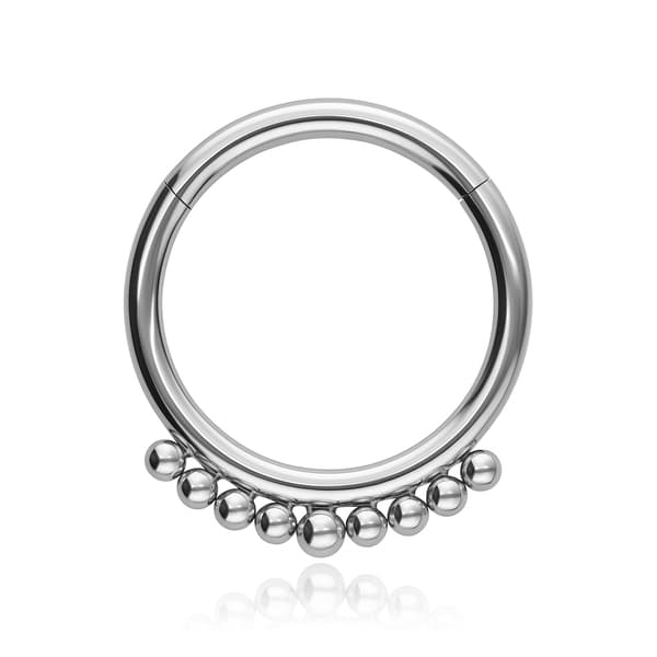 Titanium clickerring med minikugler - sølv - TK-031 1.2/10