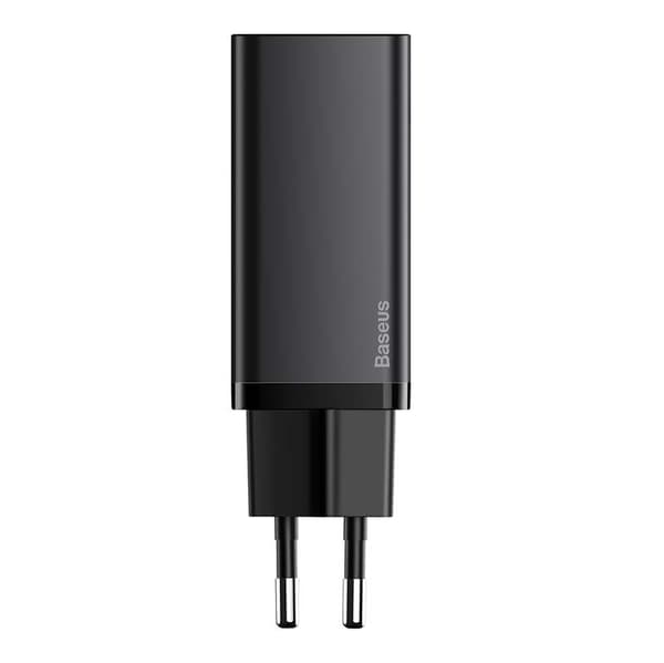 Baseus GaN2 Lite väggladdare, USB + USB-C, 65W, EU (svart)
