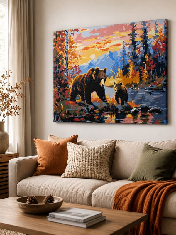 Målning med siffror björnfamilj 50x40 cm